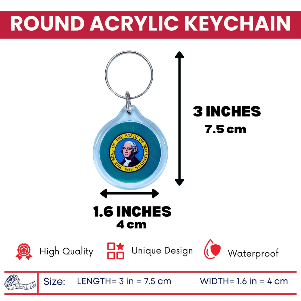 Round Acrylic Keychain - State Flag Washington - USA