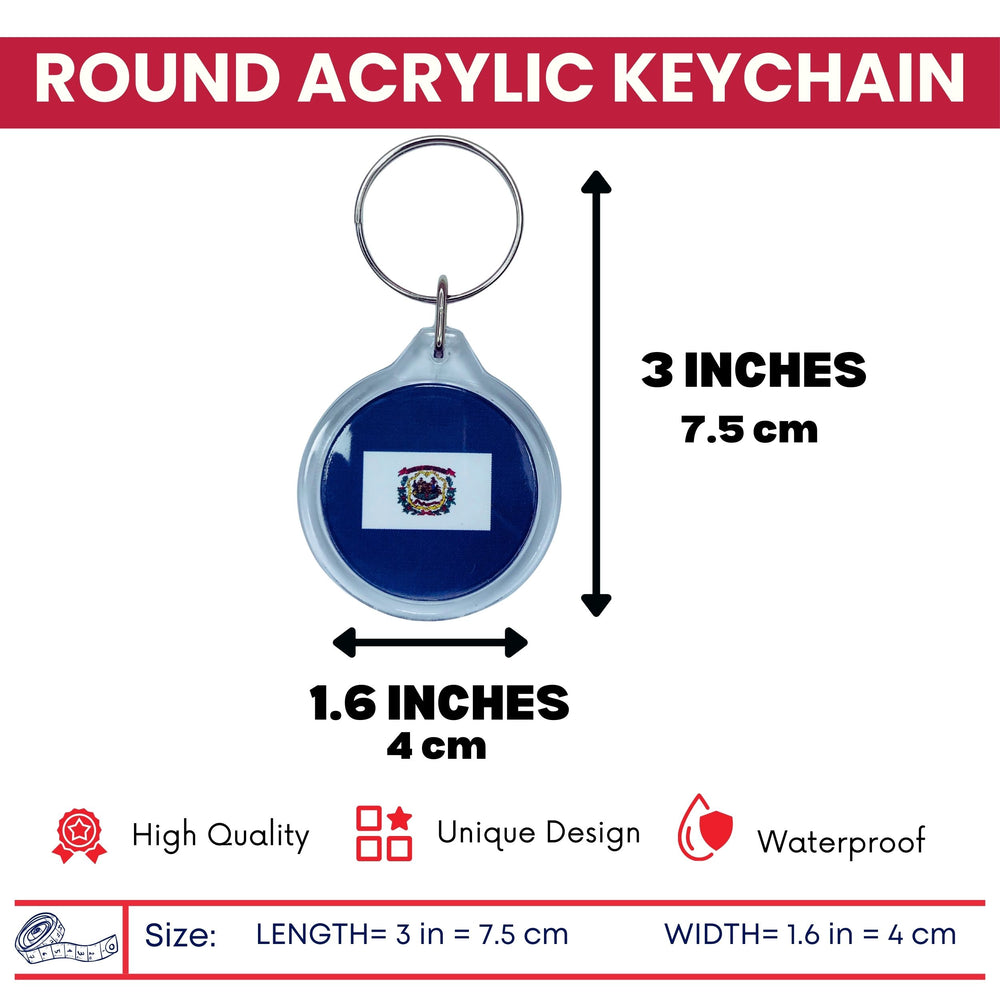 Round Acrylic Keychain - State Flag West Virginia - USA