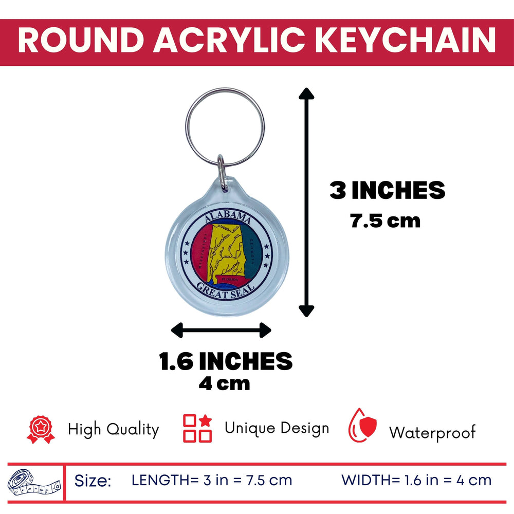 Round Acrylic Keychain - State Seal Alabama - USA