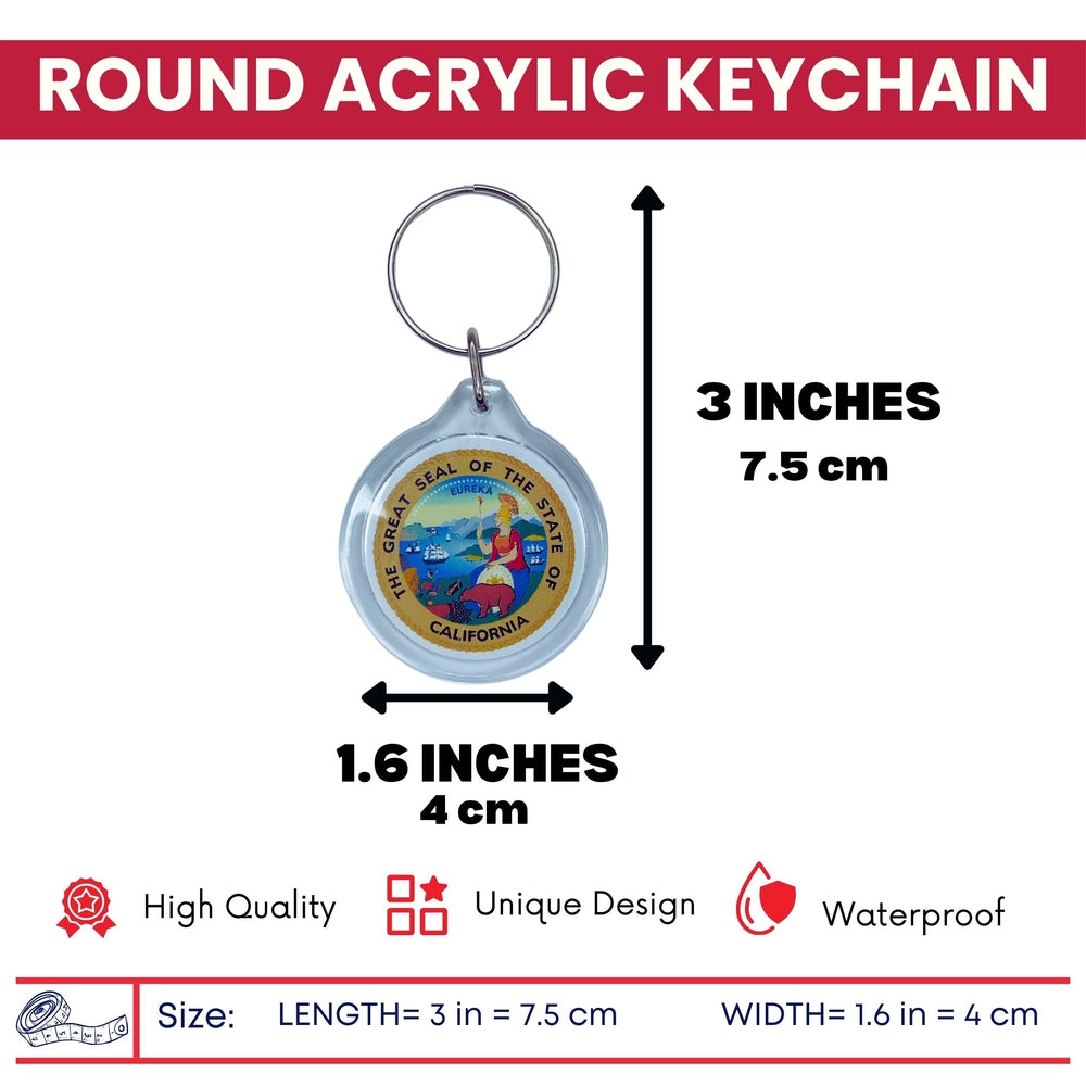 Round Acrylic Keychain - State Seal California - USA