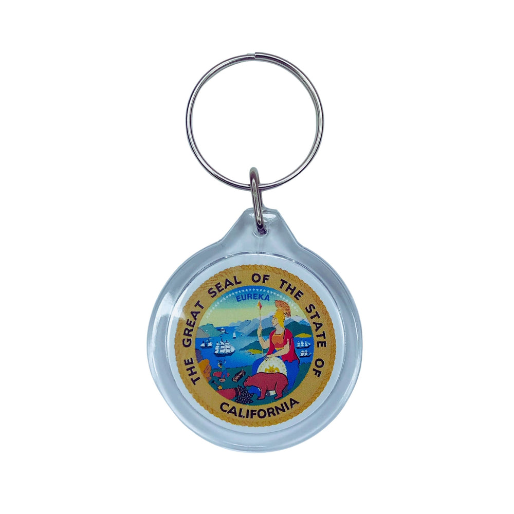 Round Acrylic Keychain - State Seal California - USA