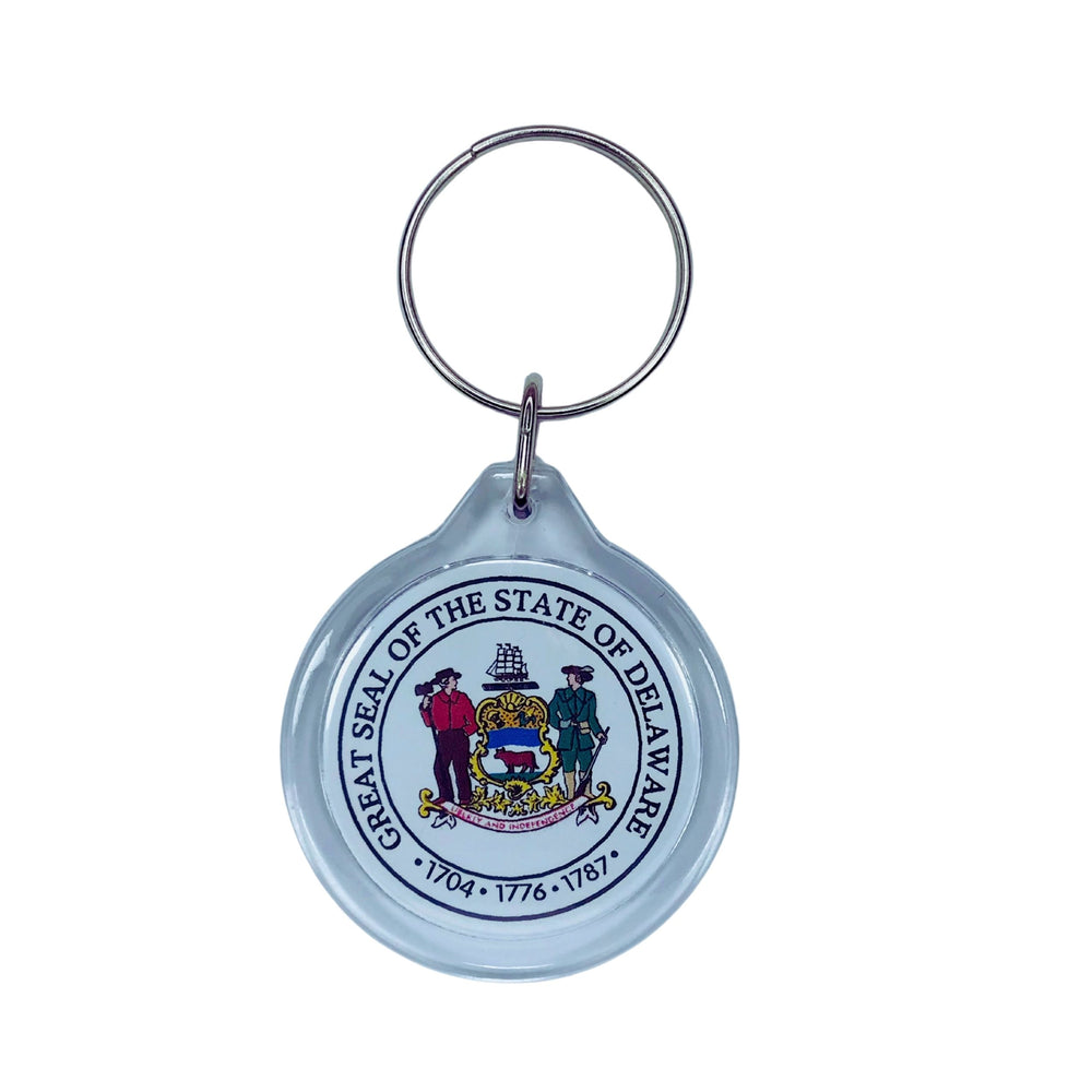 Round Acrylic Keychain - State Seal Delaware - USA