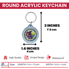 Round Acrylic Keychain - State Seal Illinois - USA