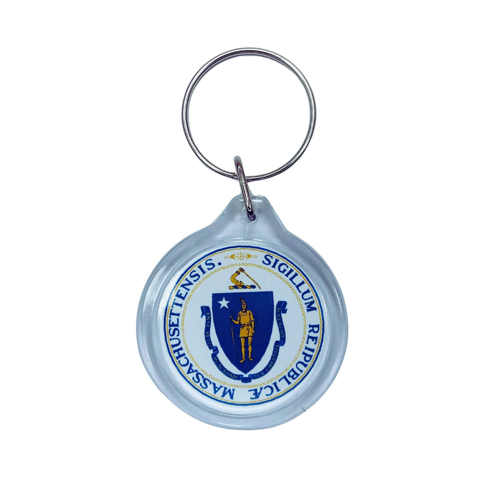Round Acrylic Keychain - State Seal Massachusetts - USA