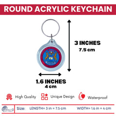 Round Acrylic Keychain - State Seal Michigan - USA