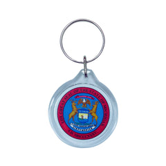 Round Acrylic Keychain - State Seal Michigan - USA