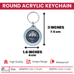 Round Acrylic Keychain - State Seal New Hampshire - USA