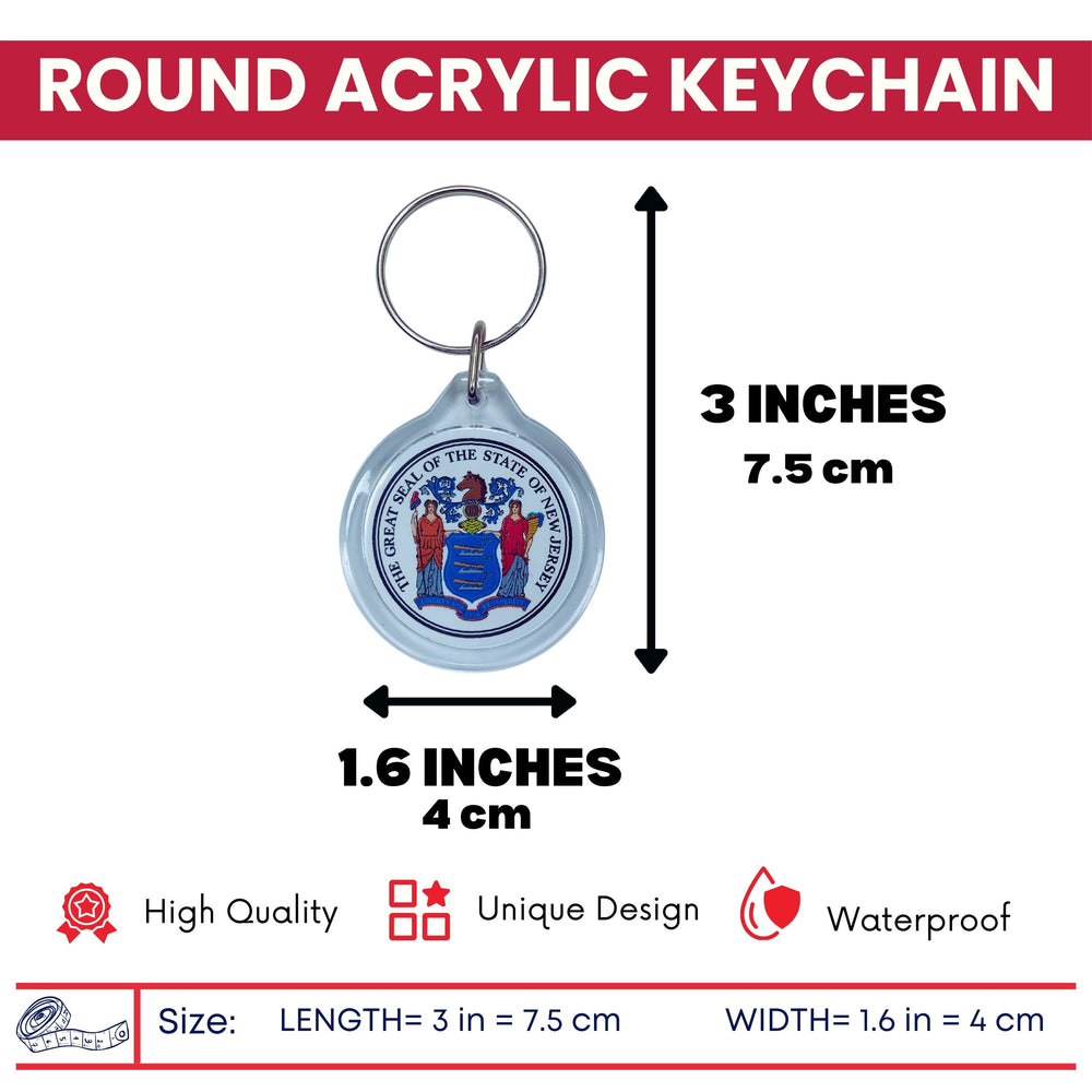 Round Acrylic Keychain - State Seal New Jersey - USA