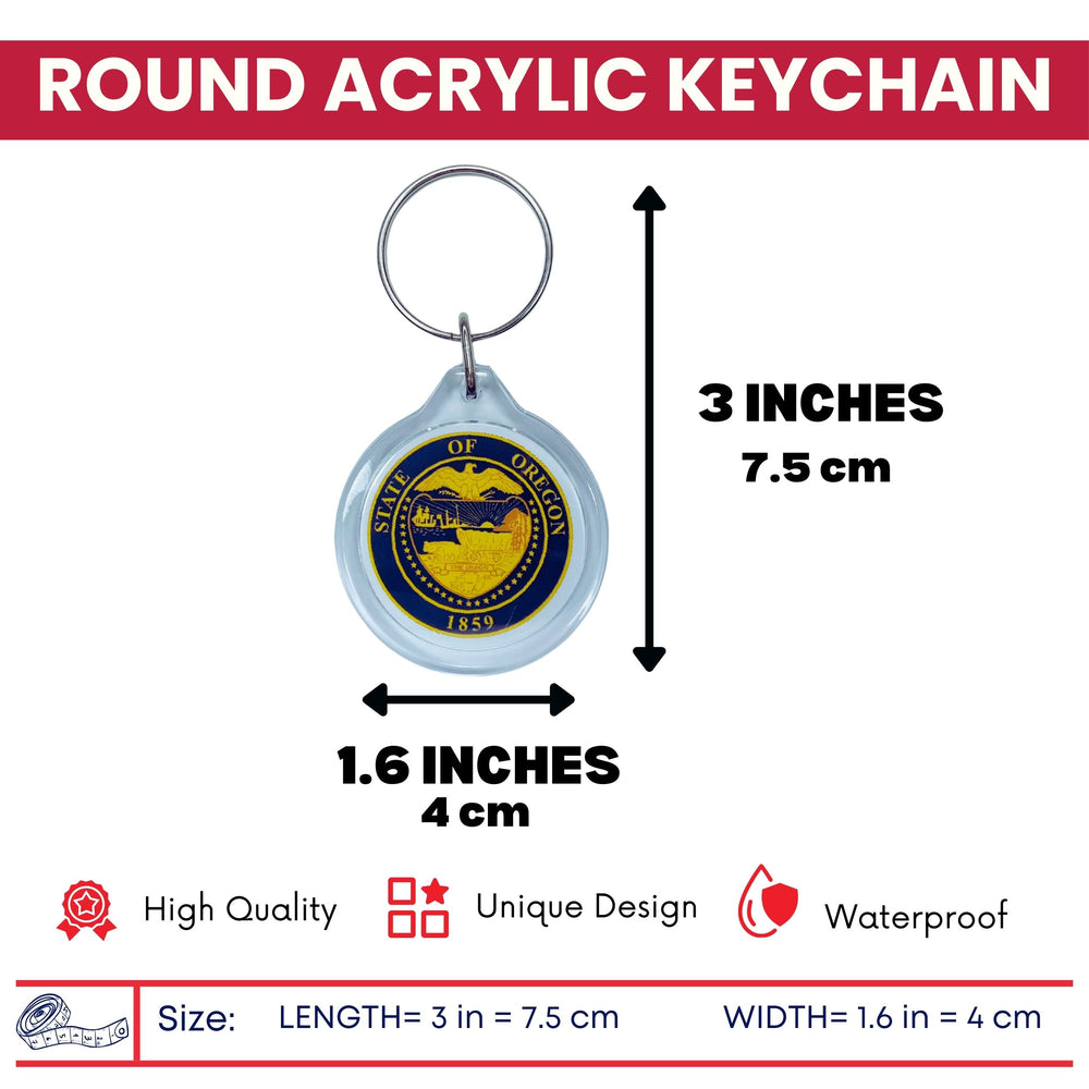 Round Acrylic Keychain - State Seal Oregon - USA