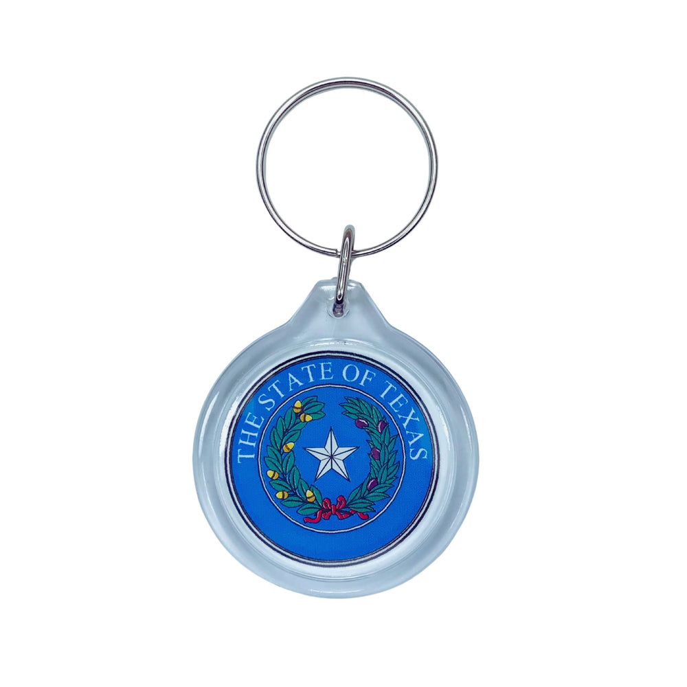 Round Acrylic Keychain - State Seal Texas - USA