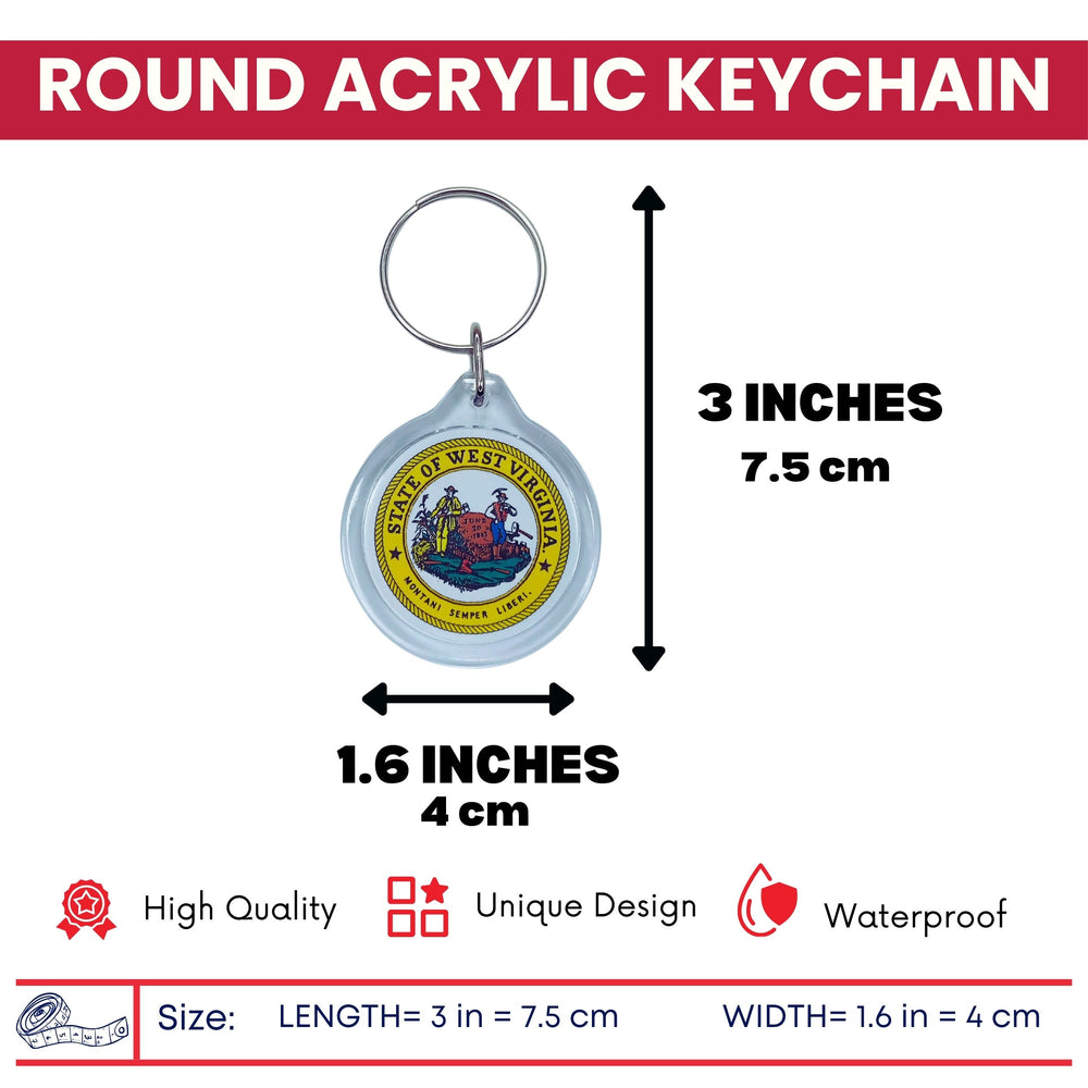 Round Acrylic Keychain - State Seal West Virginia - USA