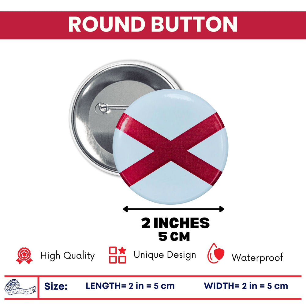 Round Button - State Flag Alabama - USA