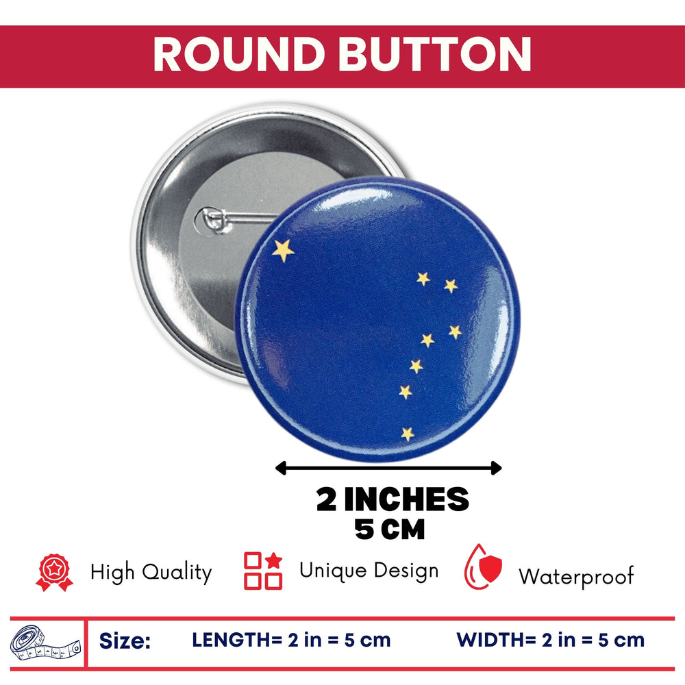 Round Button - State Flag Alaska - USA