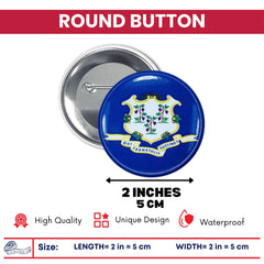 Round Button - State Flag Connecticut - USA