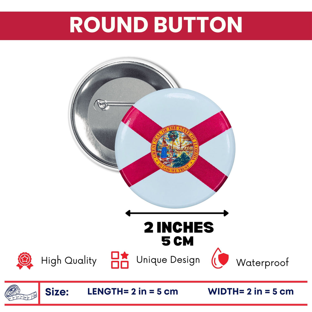 Round Button - State Flag Florida - USA