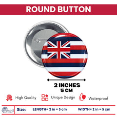 Round Button - State Flag Hawaii - USA