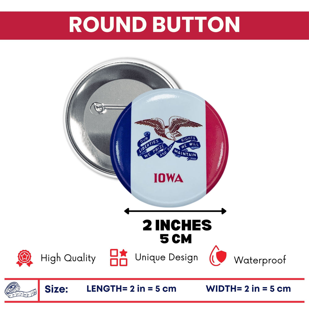 Round Button - State Flag Iowa - USA