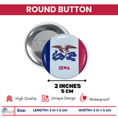Round Button - State Flag Iowa - USA
