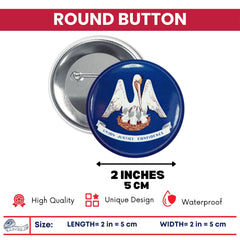 Round Button - State Flag Louisiana - USA