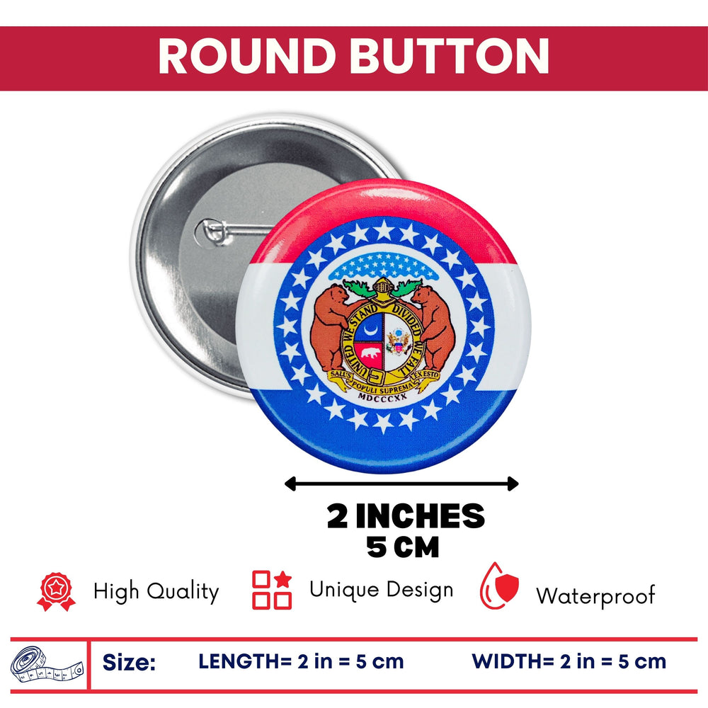 Round Button - State Flag Missouri - USA