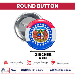 Round Button - State Flag Missouri - USA