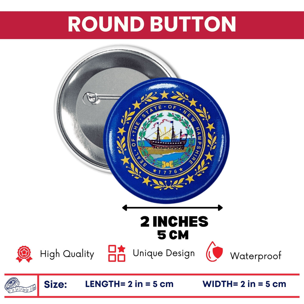 Round Button - State Flag New Hampshire - USA