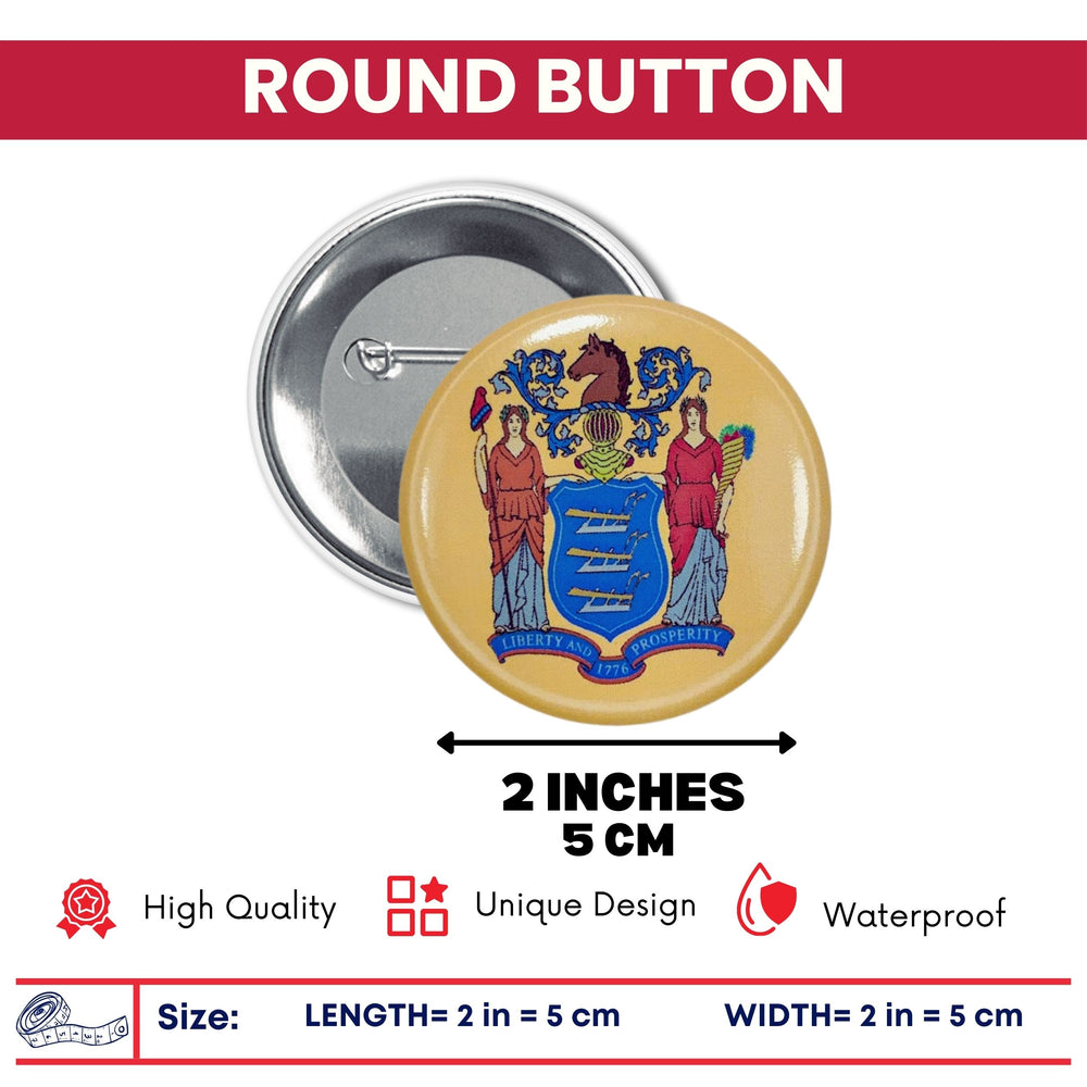 Round Button - State Flag New Jersey - USA