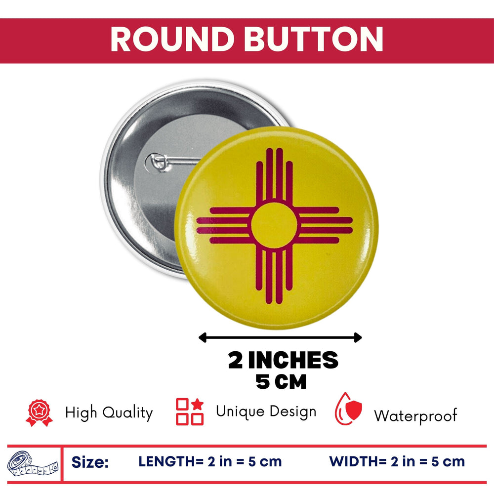 Round Button - State Flag New Mexico - USA