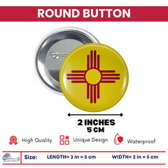 Round Button - State Flag New Mexico - USA