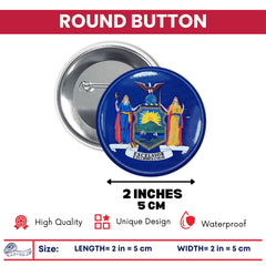 Round Button - State Flag New York - USA
