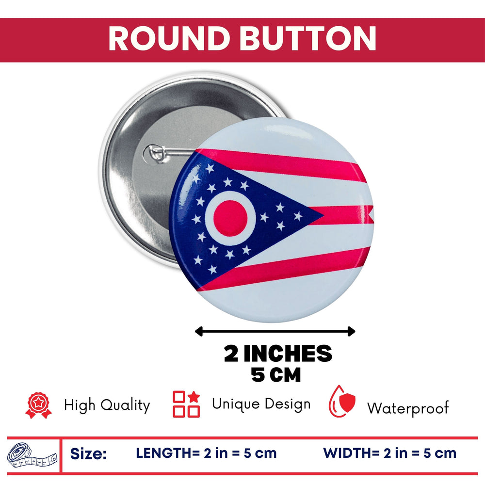 Round Button - State Flag Ohio - USA
