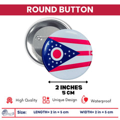 Round Button - State Flag Ohio - USA