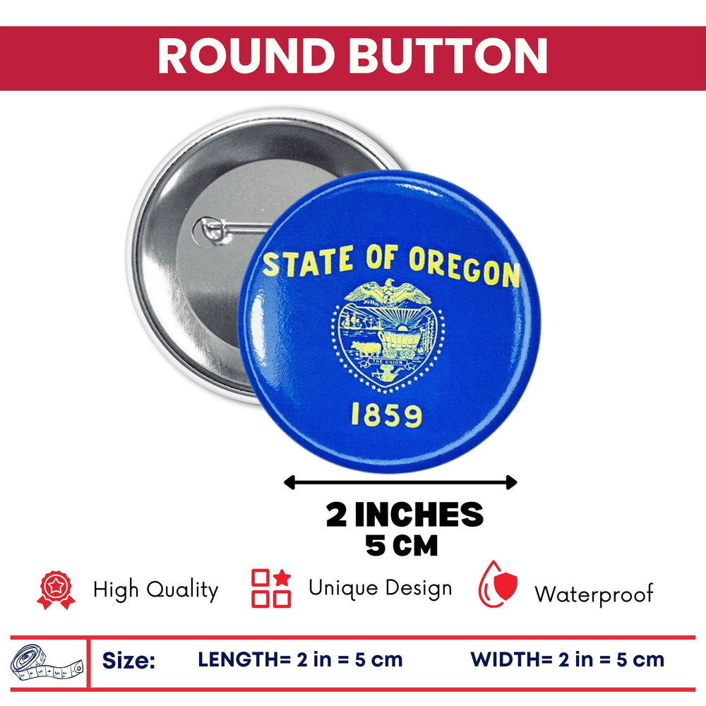 Round Button - State Flag Oregon - USA