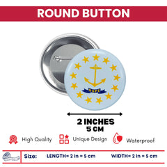 Round Button - State Flag Rhode Island - USA