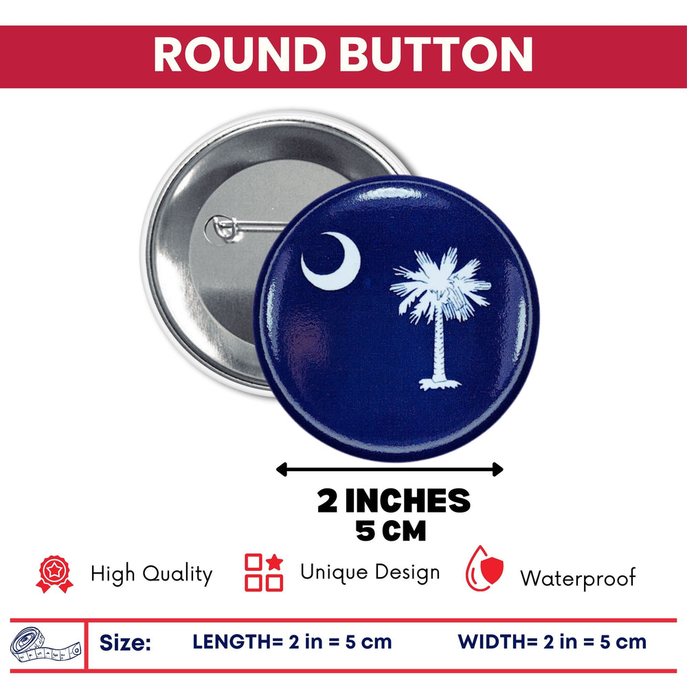Round Button - State Flag South Carolina - USA