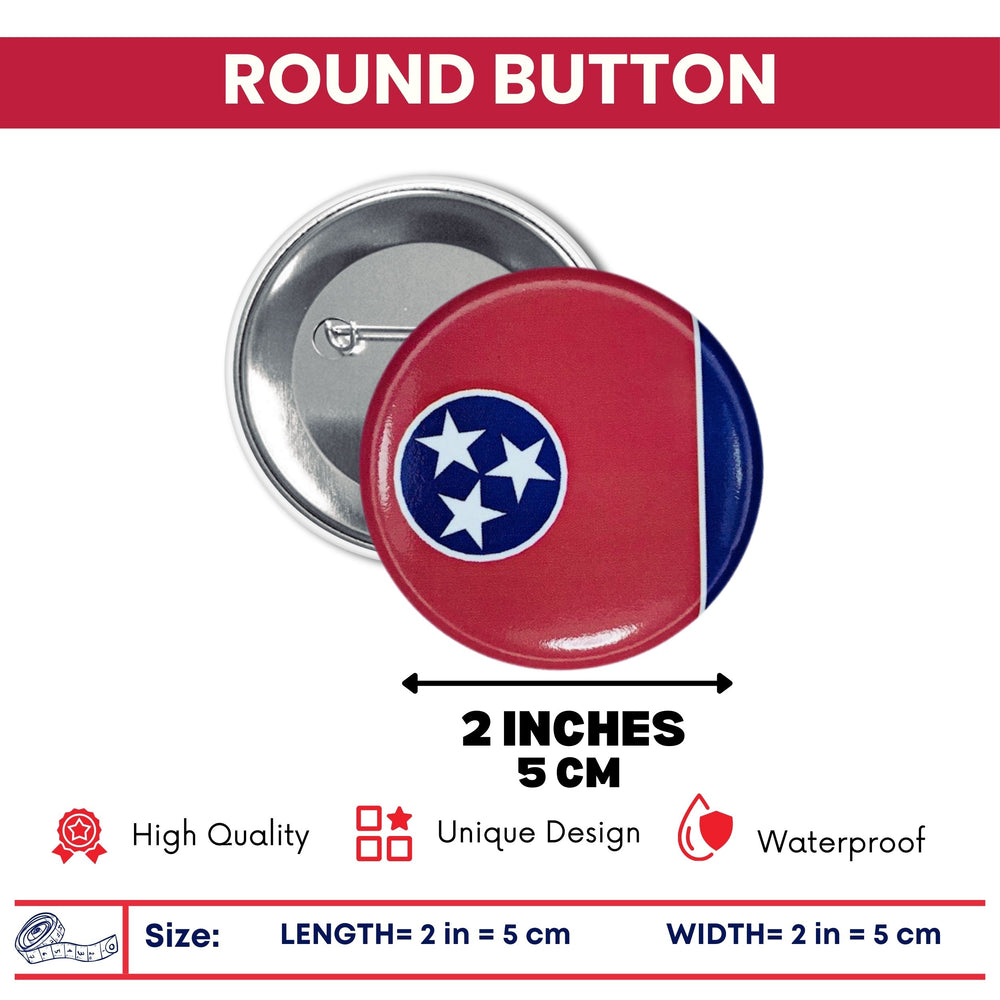 Round Button - State Flag Tennessee - USA