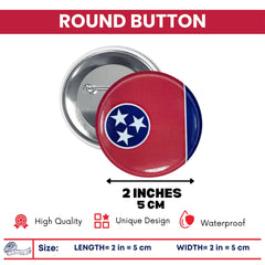 Round Button - State Flag Tennessee - USA