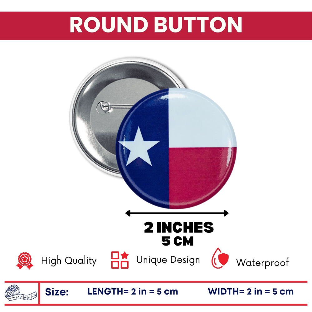 Round Button - State Flag Texas - USA