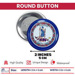Round Button - State Flag Virginia - USA