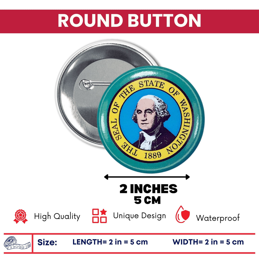 Round Button - State Flag Washington - USA