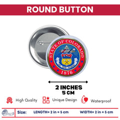 Round Button - State Seal Colorado - USA