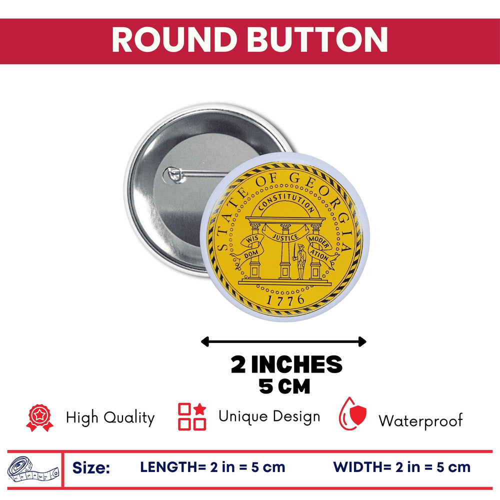 Round Button - State Seal Georgia - USA