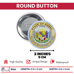 Round Button - State Seal Hawaii - USA
