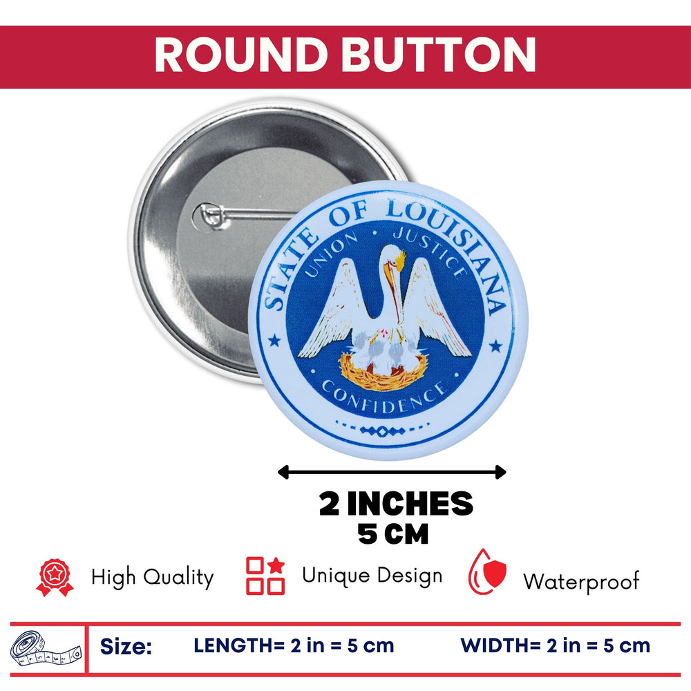 Round Button - State Seal Louisiana - USA