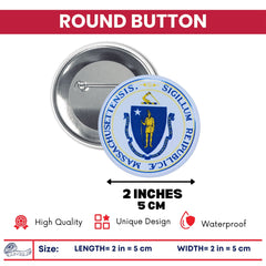 Round Button - State Seal Massachusetts - USA