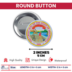 Round Button - State Seal Minnesota - USA