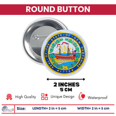 Round Button - State Seal New Hampshire - USA
