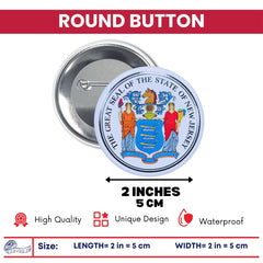 Round Button - State Seal New Jersey - USA