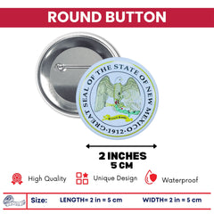Round Button - State Seal New Mexico - USA