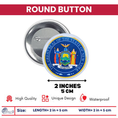 Round Button - State Seal New York - USA